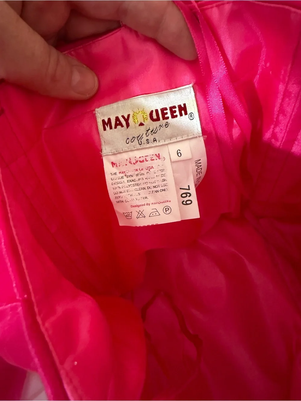 May Queen Couture Vintage Strapless Barbie Hot Pink Beaded Ruffle Gown NWOT 6 - Picture 14 of 16